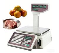 Balance de Marché Professionnelle 30kg, Conversion Facile KG/LB, Balance Poids-Prix avec Imprimante Thermique sans Encre, Équipement de Pesage pour Vente Ambulante