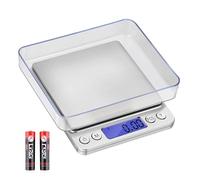 Balance de Précision 500g/0.01g, Balance de Precision 0.01g, Balance de Cuisine/Balance de Poche/Balances de Bijoux, avec Fonction Tare et Compte, Écran LCD Rétroéclairé, avec 2 Plateaux
