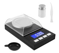 Balance de précision avec écran LCD 50 g / 0,001 g - Ultra précise - Portage milligramme - Balance numérique coupe-vent - Balance de poche - Balance de laboratoire - Pèse-lettres pour peser les
