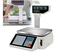 Balance de Prix Commerciale numérique, Balance de Caisse enregistreuse électronique de Fruits de supermarché avec imprimante d’étiquettes, Balance numérique de 30 kg / 66LB Calcul de Prix Ba