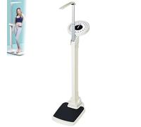 Balance de taille et de poids 2 en 1 avec tige réglable et écran LCD, mesure de la taille (60-210 cm) et du poids (0-180 kg), cadran surdimensionné pour la maison, l'école,White