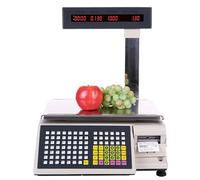 Balance D'impression D'étiquettes, Capacité 15 Kg/30 Kg, Précision 5 g/10 g, Affichage Sur Poteau avec Imprimante de Reçus, pour Commerces de Détail, Supermarchés, Restaurants et Fermes,30kg/10g