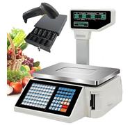 Balance D'impression D'Étiquettes De Prix Numérique, Balance À Codes-Barres 6/15/30 Kg, Caisse Enregistreuse Commerciale À Écran Lcd Double Face 63 Touches De Raccourci,Machine+Scanner+Cashbox