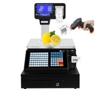 Balance éLectronique De Cuisinede contrôle pondérale, calcul des prix de détail, impression d'étiquettes numériques commerciales, écran LCD double face, pesant 30 kg, 66 lb