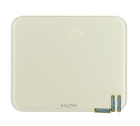 Balance Électronique Salter Halo - Affichage LED Facile à Lire, Caché jusqu'à Allumage, Verre Trempé, Capacité 180KG/400lbs, KG/ST/lbs, Pieds pour Tapis, Mesures Instantanées, Crème