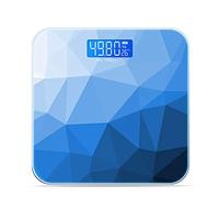 Balance en verrePèse-personne numérique pour salle de bain, balance électronique numérique à LED bleue pour un pesage précis, dégradé de couleur, conception graphique géométrique, plate-forme en verre