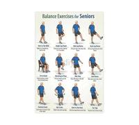 Balance Exercises for Seniors Poster Fall Prevention Workout Chart Stability and Mobility Guide for Elderly Home Gym Wall Art Canvas Print(Unframed,16X24inch(40X60cm))