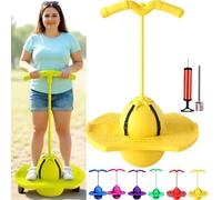 Balance Jumping Ball, Pogo Jumper avec poignée et Pompe à Balle, Pogo Stick avec coussinettes antidérapantes, Boules de Jumper pour Enfants et Adultes, Sécurité et Plaisir, pour la coordinatio Yellow