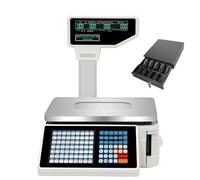 Balance NuméRique à Codes-Barres Avec Imprimante D'éTiquettes Et De Tickets,Balance De Comptage Professionnelle Pour Commerces De DéTail Et SupermarchéS,Double éCran Lcd,Capacité 30 Kg (66 Lb)(C)