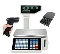 Balance NuméRique à Codes-Barres Avec Imprimante D'éTiquettes Et De Tickets,Balance De Comptage Professionnelle Pour Commerces De DéTail Et SupermarchéS,Double éCran Lcd,Capacité 30 Kg (66 Lb)(D)