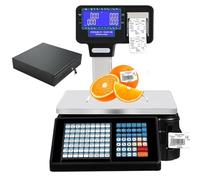 Balance numérique avec impression d'étiquettes de prix, caisse enregistreuse électronique avec code-barres et imprimante de reçus, écran LCD double face, balance Machine+Cashbox