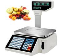 Balance numérique avec imprimante étiquettes - Caisse enregistreuse professionnelle écran LCD, 63 raccourcis pour supermarchés/entrepôts (Machine)