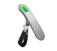Balance Numérique de Voyage Portable avec Écran LCD, Pèse-Bagages Électronique en Argent avec Sangle, 50kg Capacité