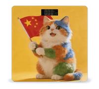 Balance numérique durable avec chat coloré et drapeau national pour le poids corporel, grande précision avec écran LCD, facile à lire, alimentée par piles pour les personnes