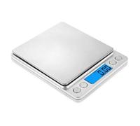 Balance numérique en grammes 500 g 0,01 g Balance de cuisine de haute précision multifonction en acier inoxydable avec écran LCD rétroéclairé Tare PCS Caractéristiques : argent