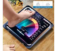 Balance numérique en verre trempé plat 2D, technologie de pesée par pression, balance de poids corporel numérique, balance de salle de bain en verre trempé épais avec LED, balance de perte de poids ca