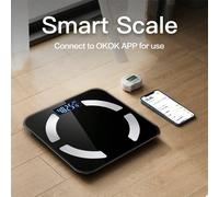 Balance numérique intelligente et de masse graisseuse, haute précision, balance de salle de bain, se connecte à l'application mobile pour mesurer 17 indicateurs dont le poids, l'IMC, etc. 260*260Prote