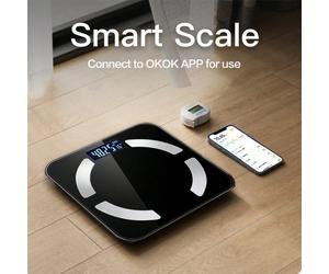 Balance numérique intelligente et de masse graisseuse, haute précision, balance de salle de bain, se connecte à l'application mobile pour mesurer 17 indicateurs dont le poids, l'IMC, etc. 260*260Prote