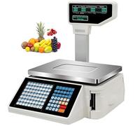 Balance numérique pour impression d'étiquettes avec code-barres, double affichage, 63 touches de raccourci - Idéal pour les supermarchés, les magasins de détail, les entrepôts - Caisse enregistreuse