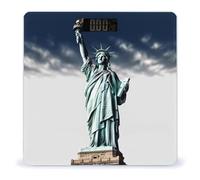 Balance numérique Statue de la Liberté pour poids corporel de salle de bain haute précision en verre trempé écran LCD piles et mètre ruban