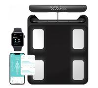 Balance Pèse Personne Connectée Impédancemètre Avec 8 Électrodes Haute Précision, 29 Données Corporelle Écran sur la Poignée Avec APP pour Andriod et iOS, Max. 180kg/400lb/28st, 30 * 35CM