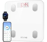 Balance Pese Personne De Haute Précision 180kg, Pese Personnes Bluetooth Balance Connectée Avec App, 13 Analyses De La Composition Corporelle, Piles Incluses
