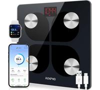 Balance Pèse Personne Électronique,Pèse Personne Impédancemètre Rechargeable Usb,Bluetooth Balance Avec Smartphone App,13 Données(Imc/Taux De Graisse/Poids Osseux),400 Lb