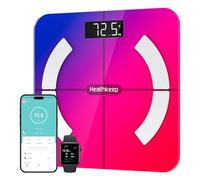 Balance Pèse Personne, Healthkeep Balance Impédancemètre Bluetooth Balance Connectée Haute Précision avec App 13 Indicateurs pour Andriod et iOS Max 180kg/400lb/28st, 28 * 28CM - Multicolore