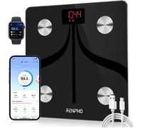 Balance Pèse Personne Rechargeable USB Balance Connecté Bluetooth Impedancemetre avec 13 Données Corporelles(BMI/Muscle/Eau/Graisse)