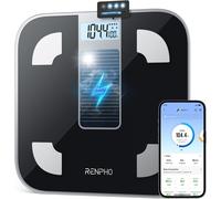 Balance Pese Personne Solar Pese Personnes Sans Pile,Bluetooth Balance Connectée Avec App,13 Analyses De La Composition Corporelle,400 Lb,Noir,Elis