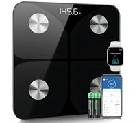 Balance Pese Personne Vainqueur du Test 2024 avec Application 180 kg /400 lbs, Impédancemètre Bluetooth pour la Graisse Corporelle, IMC, Grand panneau 30 * 30cm