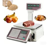 Balance Poids-Prix Professionnelle 30kg, Impression Rapide pour Réduire les Files d'Attente, Balance de Comptoir avec Double Écran LCD pour Confiance des Clients