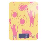 Balance portable pour peser les aliments 5 kg/5,1 g, 5 kg/5 g, chat coquin rose et écailles jaune cerise en grammes et onces avec 4 unités pour épices cuisson expresso (piles non incluses) báscula