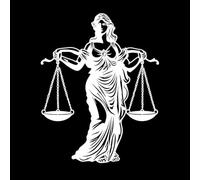 balance souveraineté justice dame icône éthique équité dame de justice logo Stickers gravés 64x81.1cm Embellissement mural Blanc