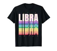 Balance Zodiaque Anniversaire Art Graphique Typographie Arc-en-Ciel T-Shirt