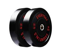 BalanceFrom Disque de poids olympique noir avec code couleur et moyeu en acier, 25 kg