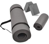 BalanceFrom GoYoga+ Tapis de yoga multi-usages extra épais de 1,27 cm, haute densité, anti-déchirure, avec sangle de transport, gris