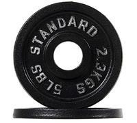 BalanceFrom Plaque de poids en fonte pour entraînement de force et haltérophilie, taille olympique, centre de 5,1 cm, paire de 2,3 kg