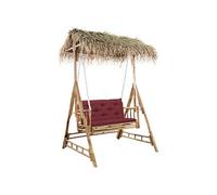 Balancelle 2 places feuilles de palmier et coussin 202cm Bambou