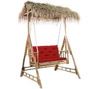 Balancelle 2 places feuilles de palmier et coussin 202cm Bambou