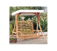 Balancelle De Jardin - Bois Massif D'épicéa - 2 Personnes - Auvent Crème - Dossier Ergonomique - Finition Teck Multicolore