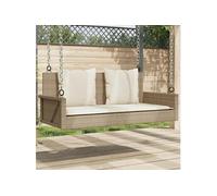 Vidaxl Balancelle Avec Coussins Beige 119x56x48 Cm Résine Tressée