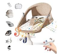 Balancelle bébé, 5 vitesses avec musique Bluetooth, télécommande et minuterie -Transat portable pour nouveau-nés jusqu'à 15 kg-Brun