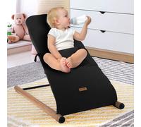 Berceau pour bébé Bouncer Nid pour bébé Balançoire pour bébé Housse lavable Fauteuil à bascule pour nourrisson sangle rembourrée, jersey noir bois acier, max. 9kg LxLxH 46x74x56 cm