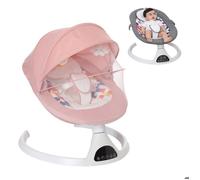 Balancelle Bébé Électrique 3 en 1, Balancelle Bébé Télécommande, Transat bébé 5 Modes de balancement, Minuterie Bluetooth - Rose