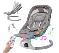 Balancelle Bebe Electrique 5 vitesses, Balançoire bébé avec Bluetooth et télécommande, utilisation en intérieur et en extérieur