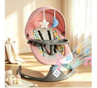 Balancelle bébé électrique - 5 Vitesses - Musique Bluetooth - Minuterie 15/30/45min - Avec télécommande - Fauteuil à bascule - Rose