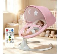 Balancelle Bébé Électrique - 5 Vitesses - Réglage 3 Angles - Télécommande& Bluetooth - Moustiquaire - Fauteuil à bascule - Rose