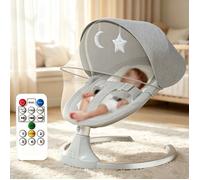 Balancelle Bébé Électrique - 5 Vitesses - Réglage 3 Angles - Télécommande - Minuterie intelligente - Fauteuil à bascule - Gris
