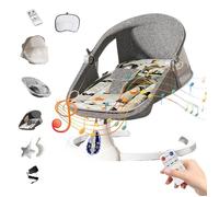 Balancelle Bébé Électrique avec Balançoire à 5 vitesses - Minuterie - Télécommande - Harnais sécurité cinq points - 0-24 mois -Gris